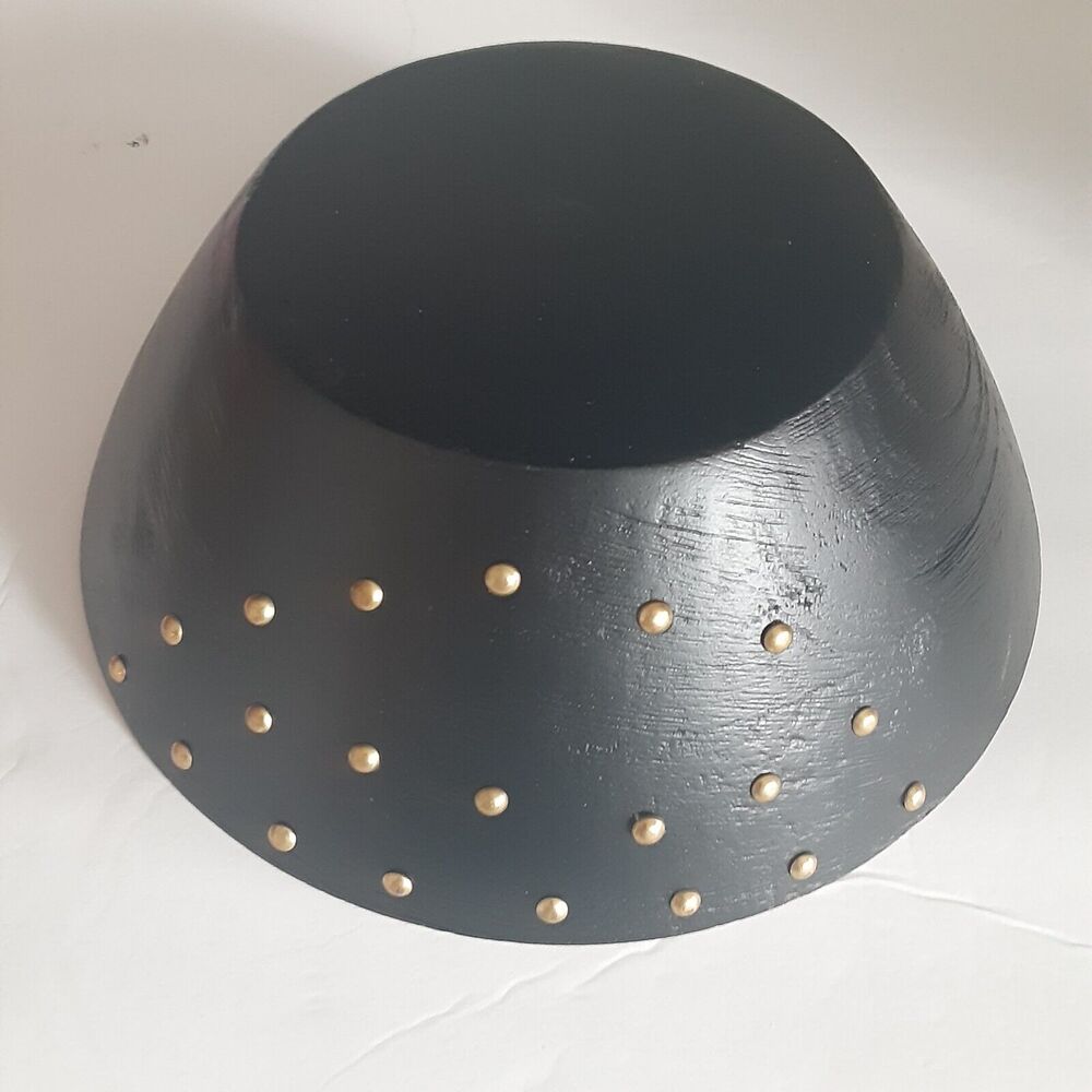 Brass Riveted Wooden Bowl Decor 9x9 Masculine Unique